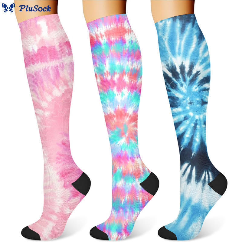 Chaussettes de compression tendance tie-dye (3 paires)