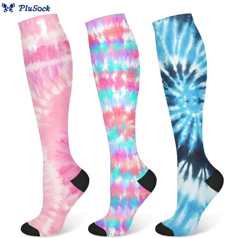 Chaussettes de compression tendance tie-dye (3 paires)