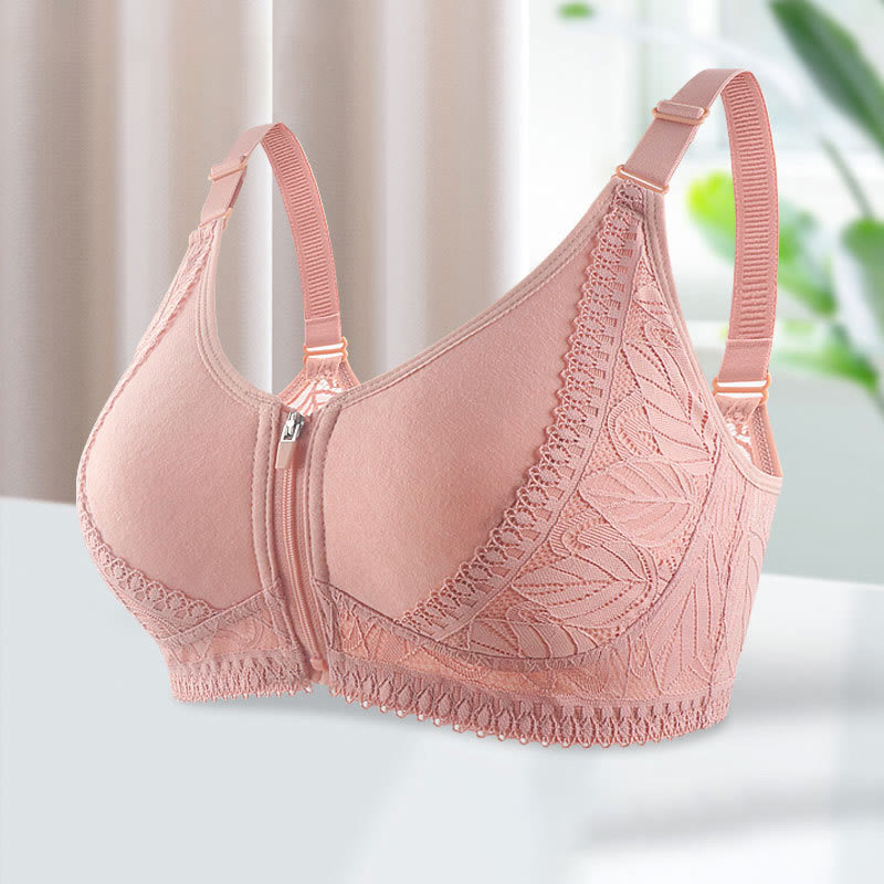 Soutien-gorge sans armatures à fermeture éclair sur le devant grande taille