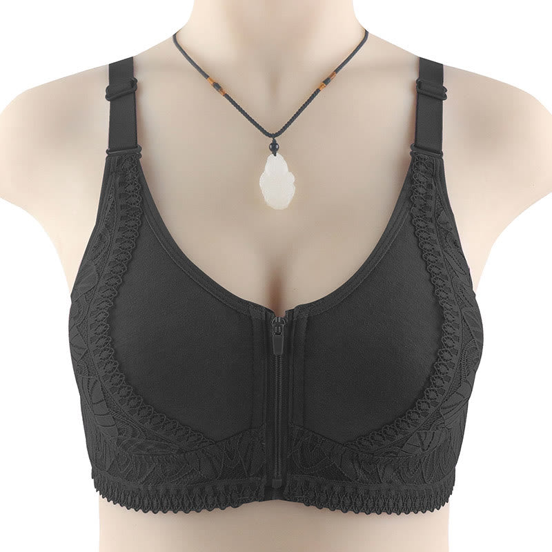 Soutien-gorge sans armatures à fermeture éclair sur le devant grande taille