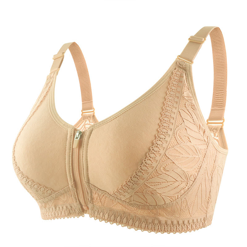 Soutien-gorge sans armatures à fermeture éclair sur le devant grande taille