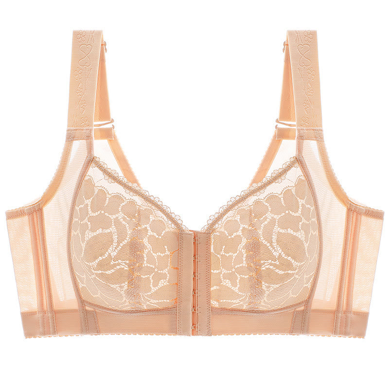 Soutien-gorge sans armatures à fermeture frontale grande taille
