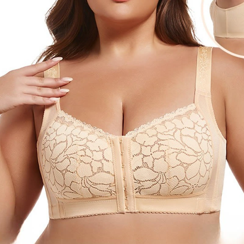 Soutien-gorge sans armatures à fermeture frontale grande taille