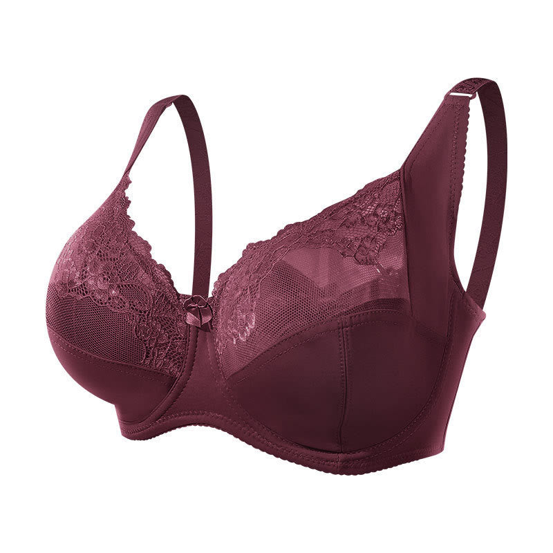 Soutien-gorge fin et sexy en dentelle à armatures - Vin - 48 - G - image 11
