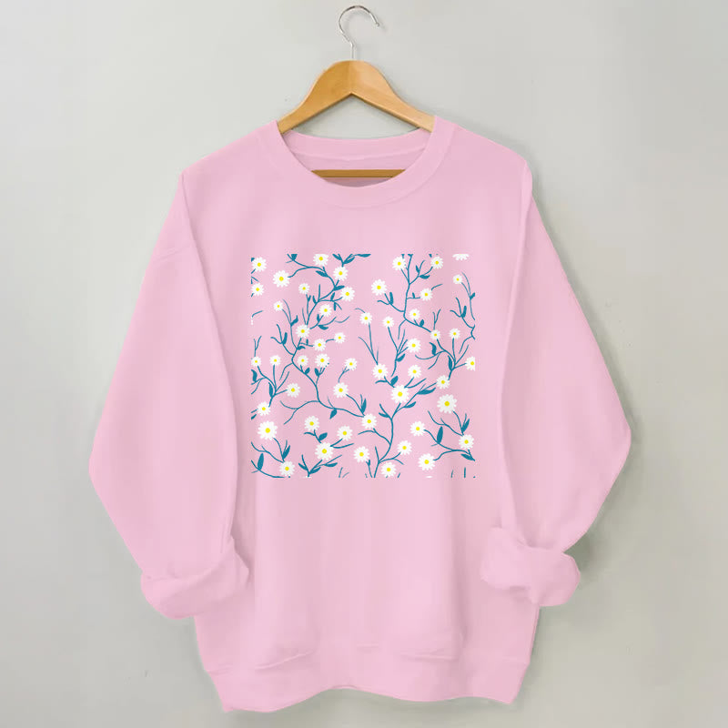 Sweat-shirt blanc à motif marguerites grande taille - Rose - 3XL - image 4