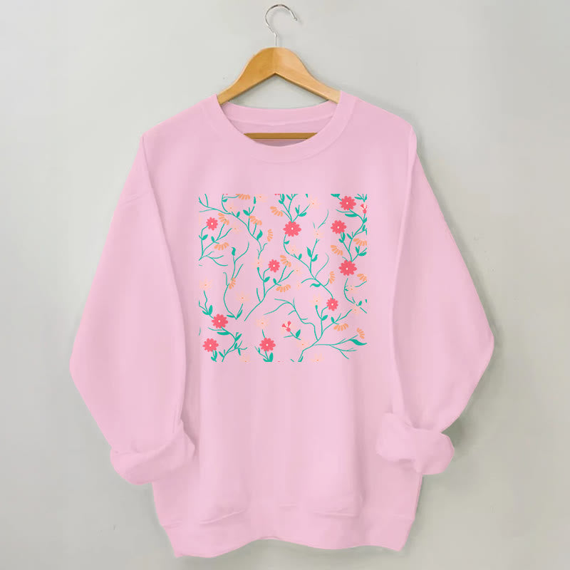 Sweat-shirt à fleurs rouges et roses grande taille - Rose - 3XL - image 4