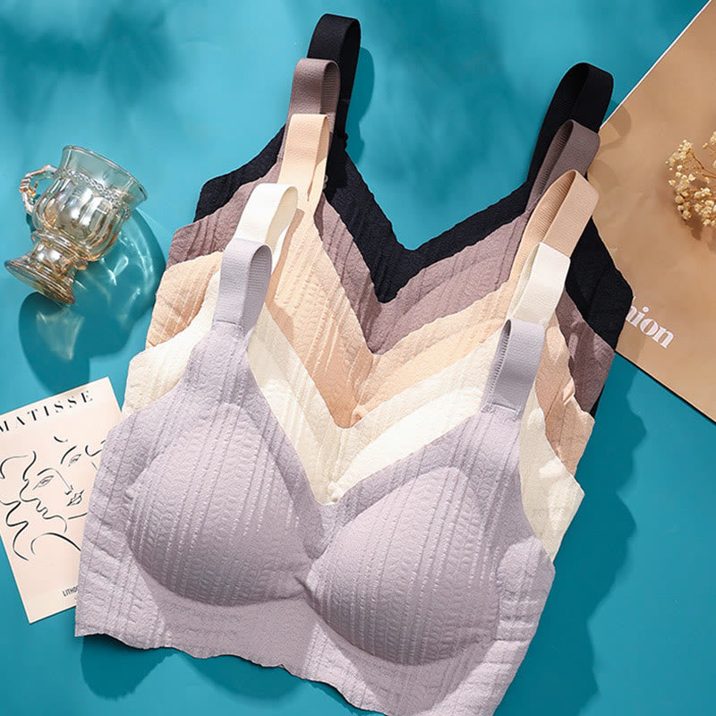 Soutien-gorge de sport sans armatures à bords ondulés fins grande taille