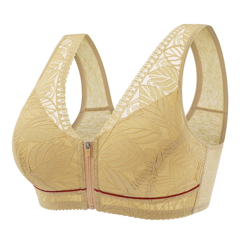 Soutien-gorge push-up sans armatures grande taille avec fermeture éclair sur le devant