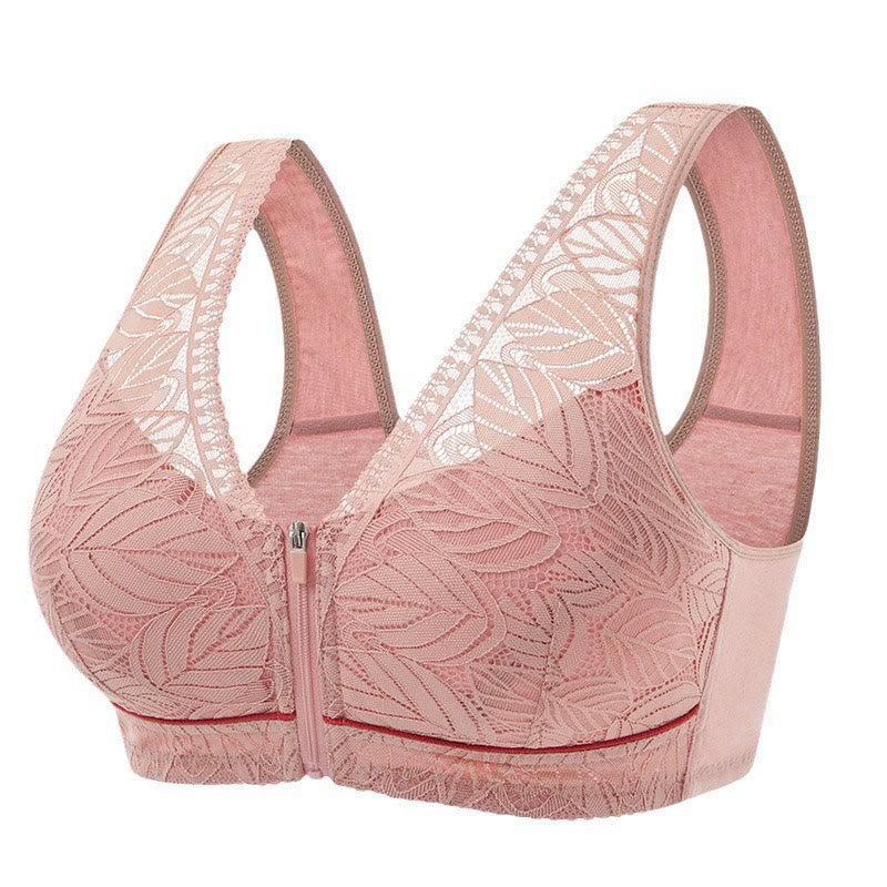 Soutien-gorge push-up sans armatures grande taille avec fermeture éclair sur le devant