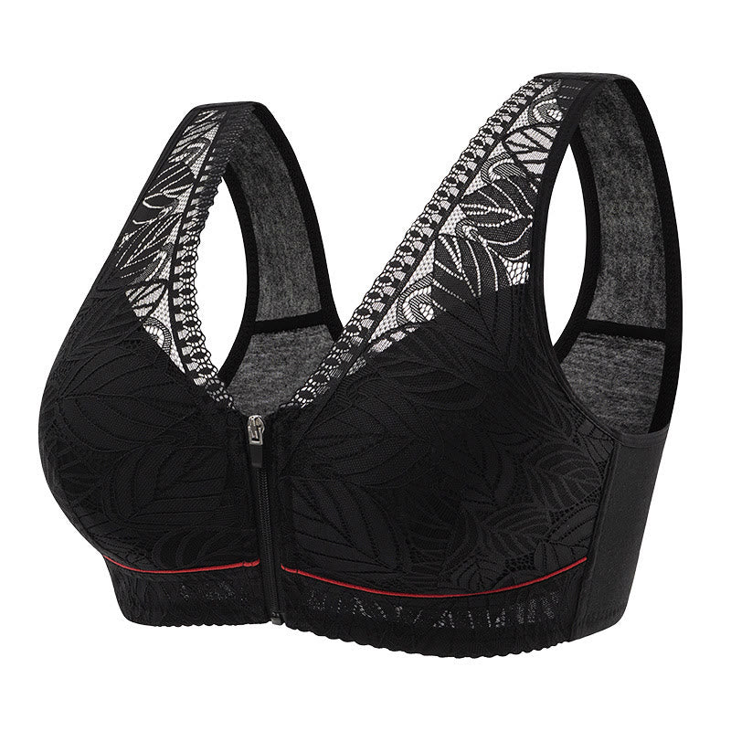 Soutien-gorge push-up sans armatures grande taille avec fermeture éclair sur le devant