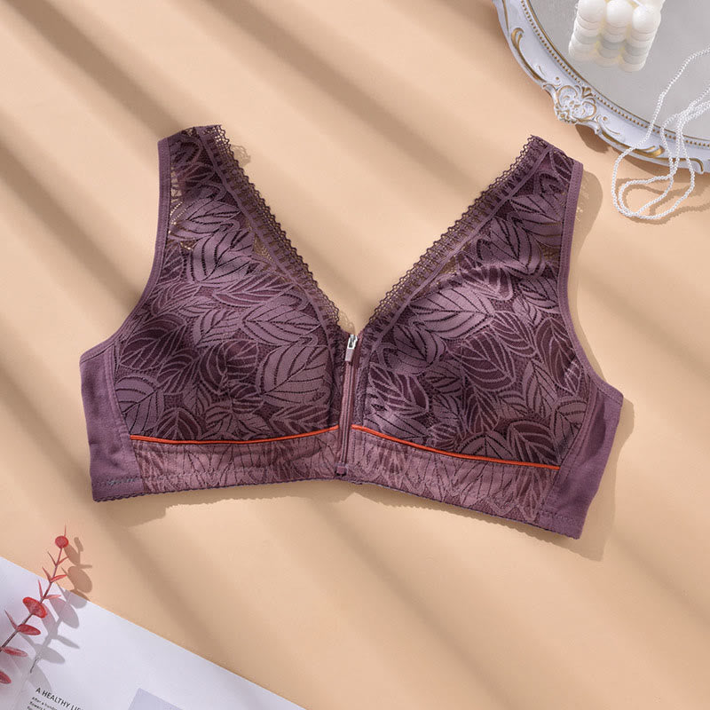 Soutien-gorge push-up sans armatures grande taille avec fermeture éclair sur le devant