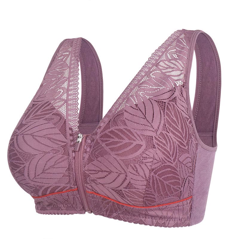 Soutien-gorge push-up sans armatures grande taille avec fermeture éclair sur le devant