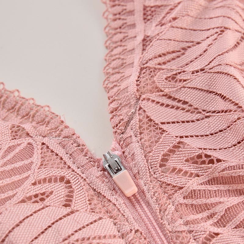 Soutien-gorge push-up sans armatures grande taille avec fermeture éclair sur le devant