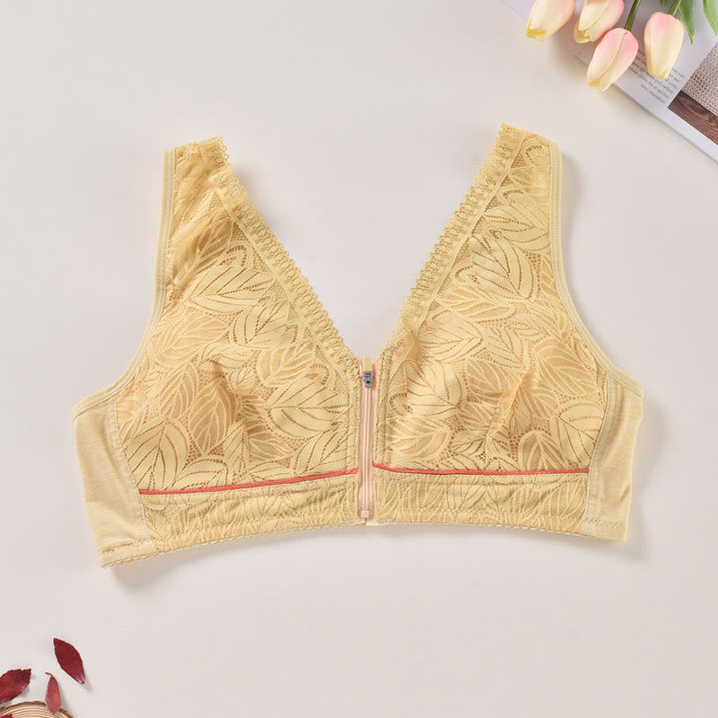 Soutien-gorge push-up sans armatures grande taille avec fermeture éclair sur le devant