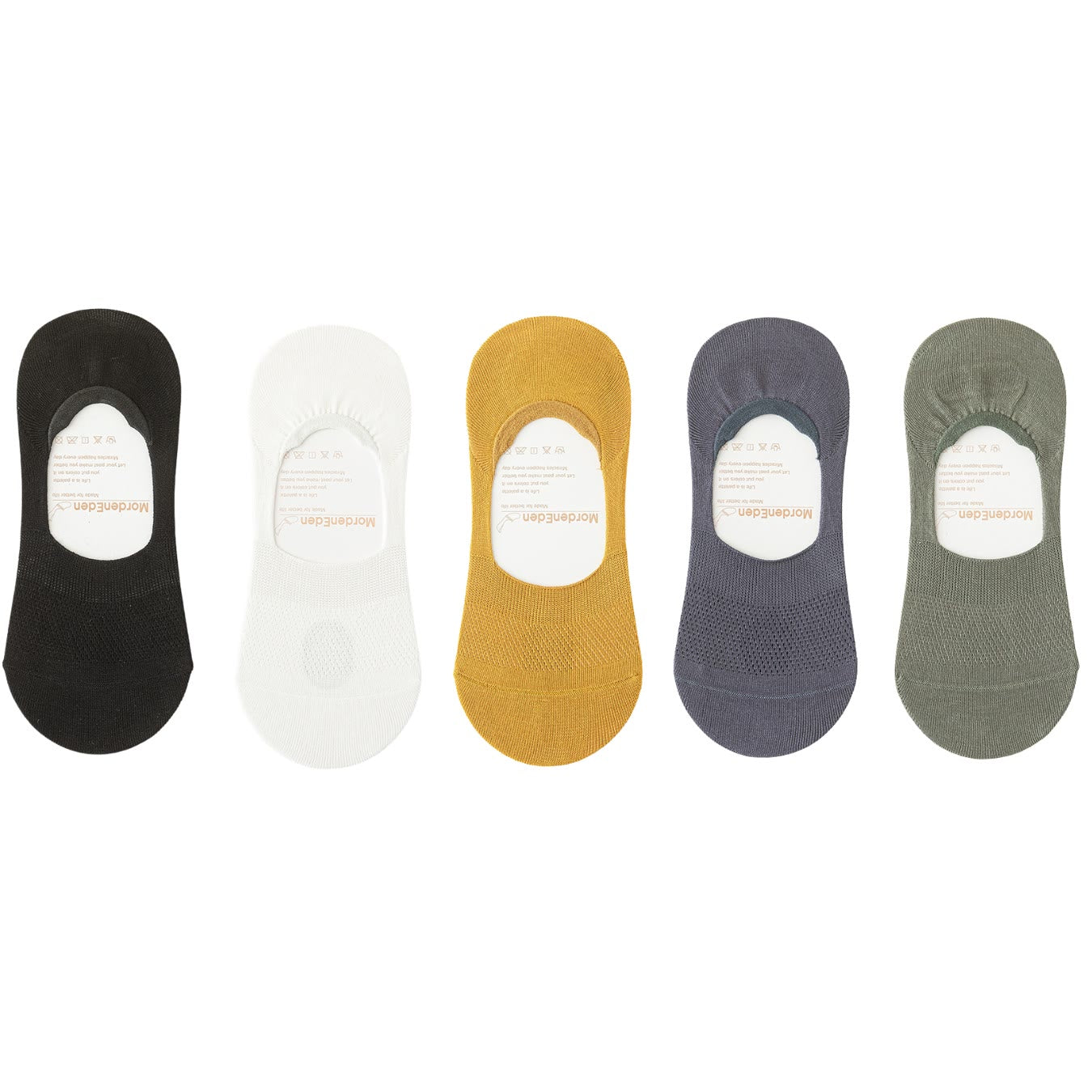 Chaussettes invisibles respirantes en maille (5 paires) - Blanc + Bleu marine + Noir + Jaune + Vert armée - EU39-46 (US5-12) - image 26