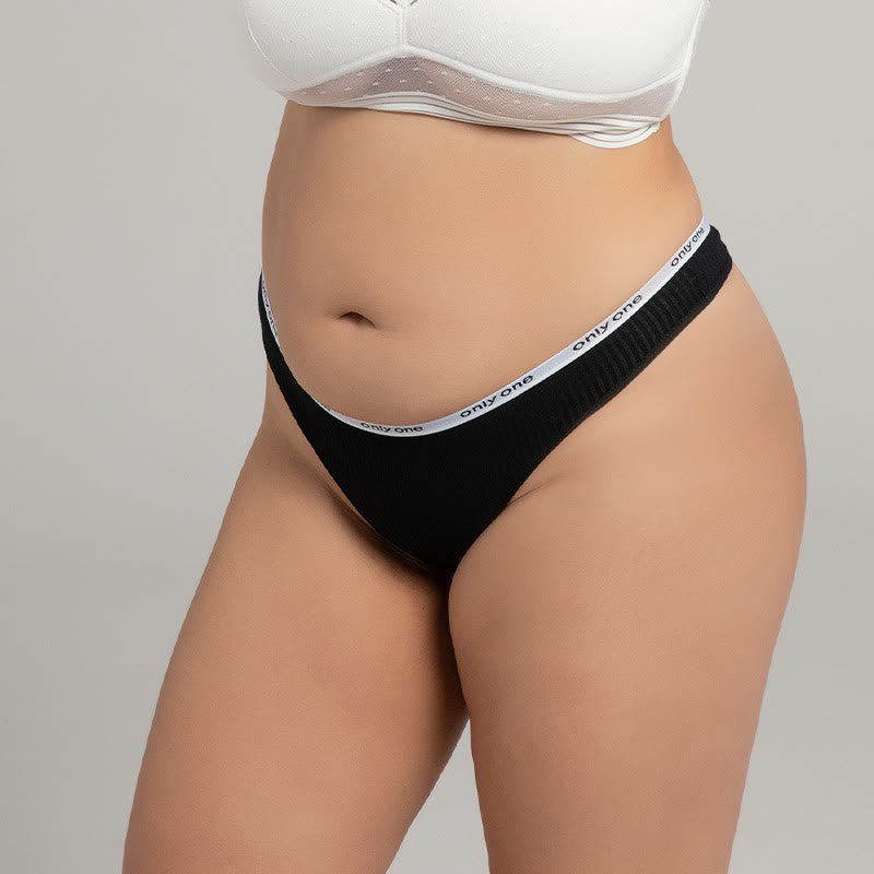 String sexy en coton uni grande taille (lot de 3)