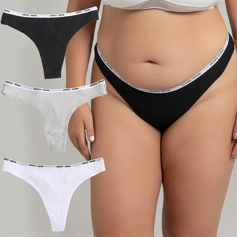 String sexy en coton uni grande taille (lot de 3)