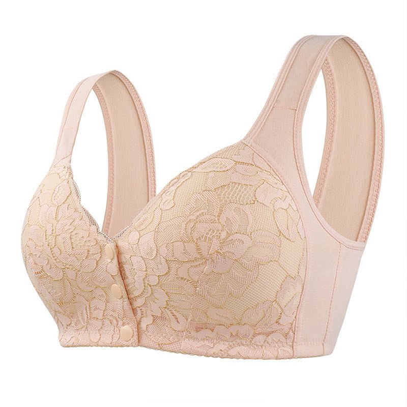 Soutien-gorge débardeur sans armatures en dentelle avec fermeture sur le devant, grande taille