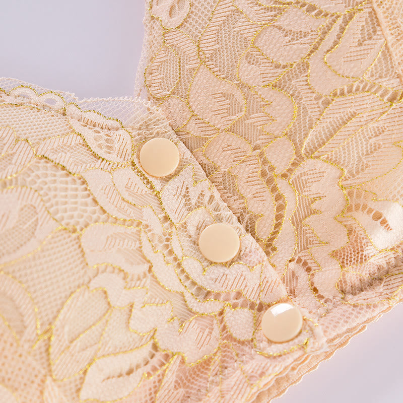 Soutien-gorge débardeur sans armatures en dentelle avec fermeture sur le devant, grande taille