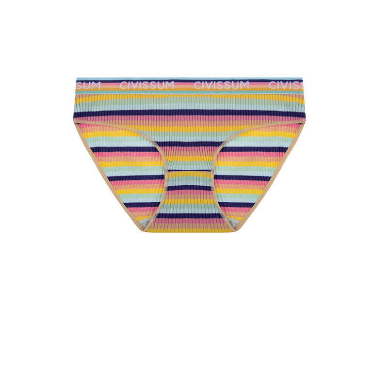 Culotte taille basse en coton rayé coloré grande taille (lot de 3)