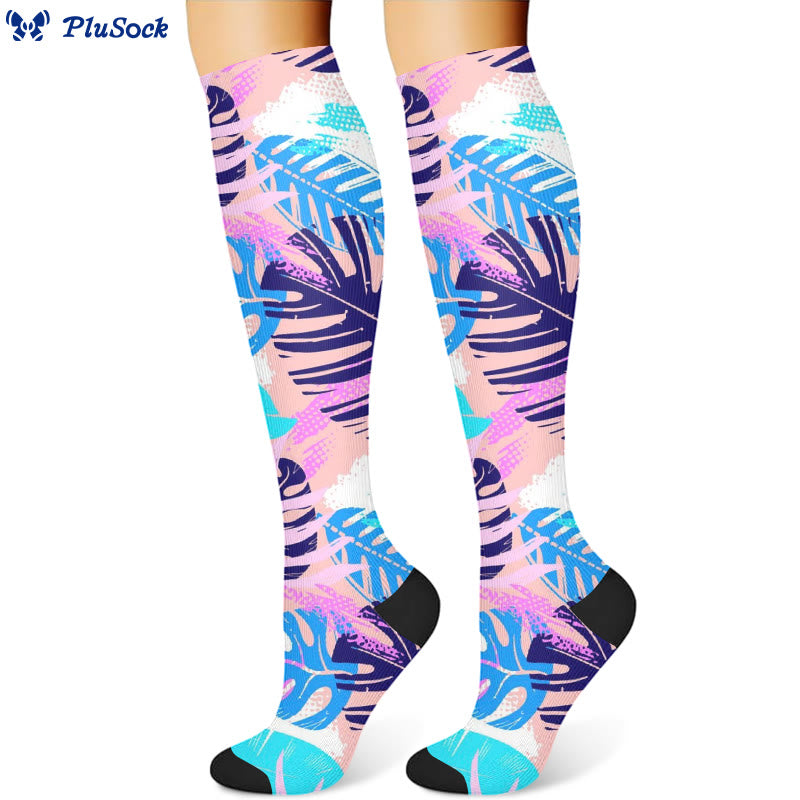 Chaussettes de compression à fleurs et feuilles (3 paires) - Rose (1 paire) - S/M - image 3