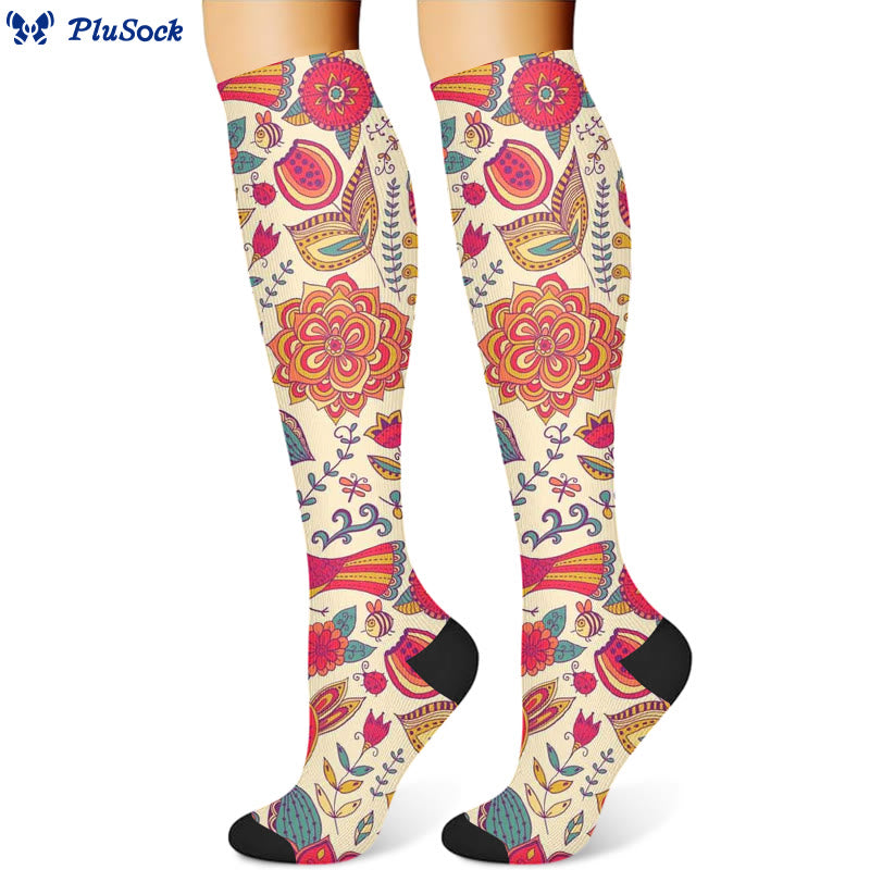 Chaussettes de compression à fleurs (3 paires)