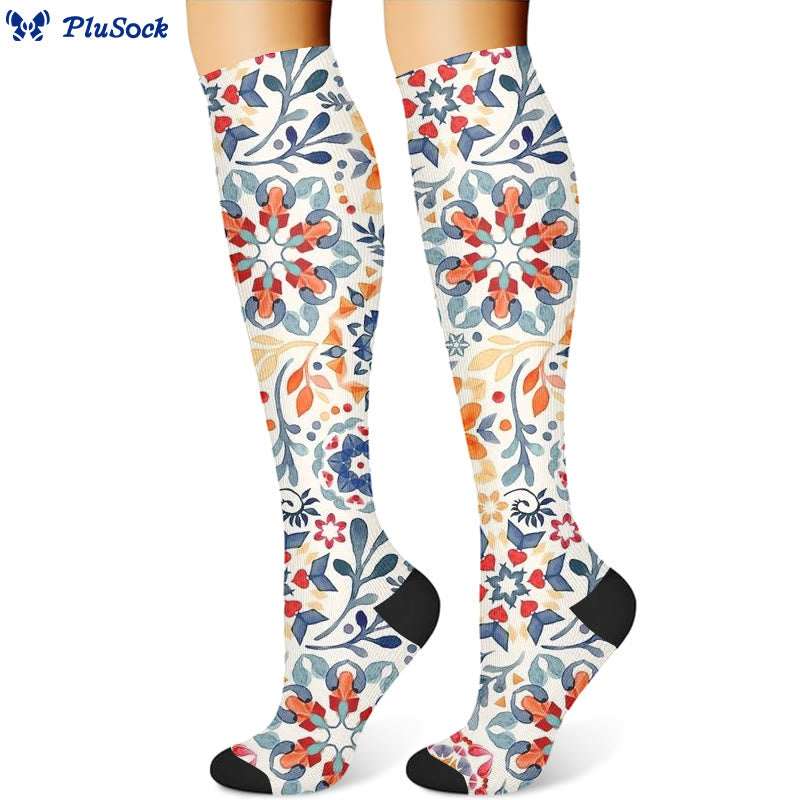 Chaussettes de compression à fleurs (3 paires)