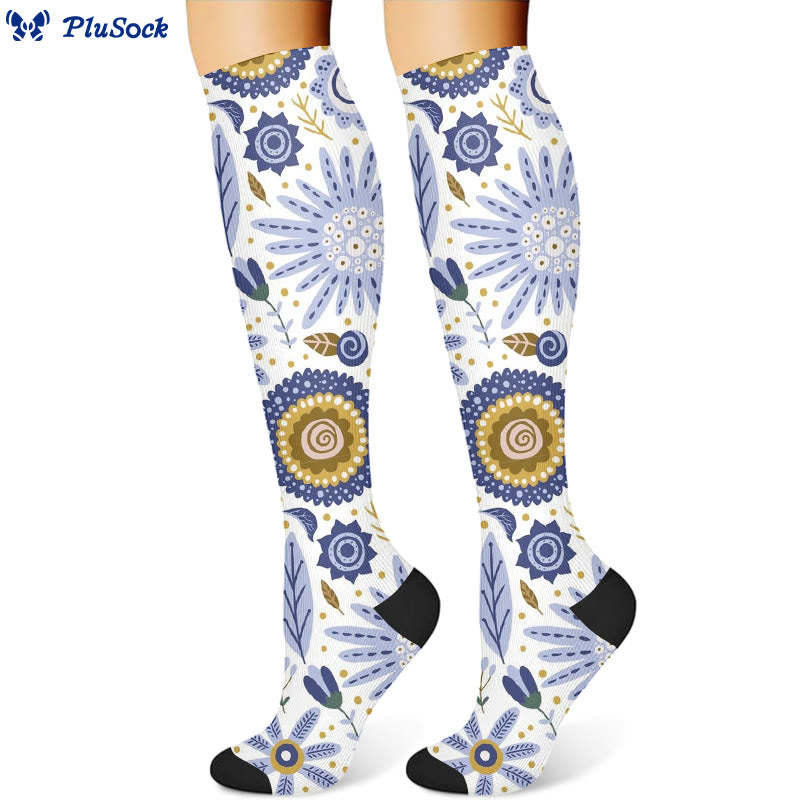 Chaussettes de compression à fleurs (3 paires)