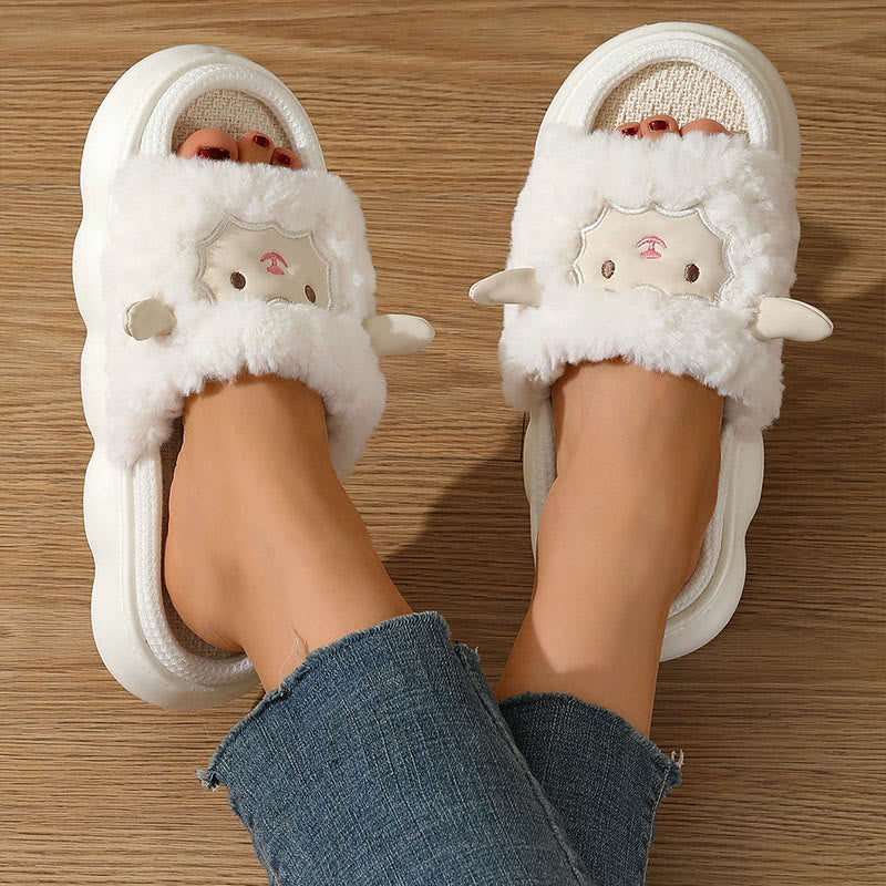 Chaussons ouverts en agneau grande taille - image 4