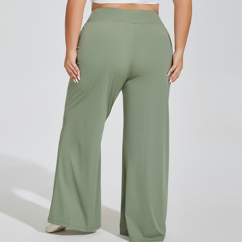 Pantalon de yoga grande taille à taille haute et jambes larges pour le fitness - image 4