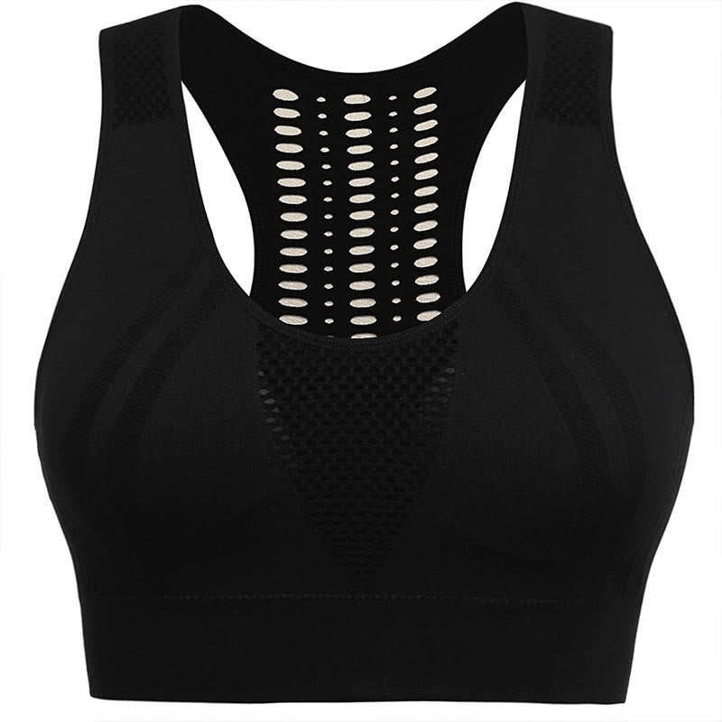 Soutien-gorge de sport transparent sans armatures grande taille à dos creux