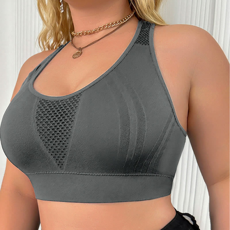Soutien-gorge de sport transparent sans armatures grande taille à dos creux