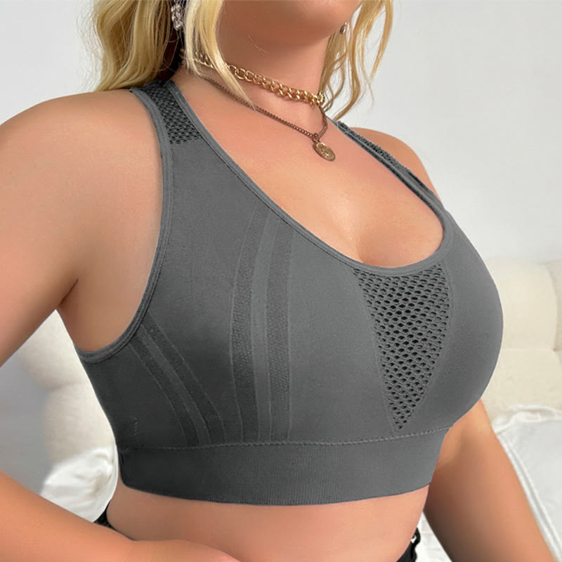 Soutien-gorge de sport transparent sans armatures grande taille à dos creux