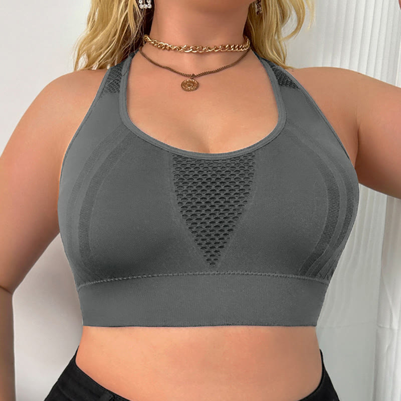Soutien-gorge de sport transparent sans armatures grande taille à dos creux