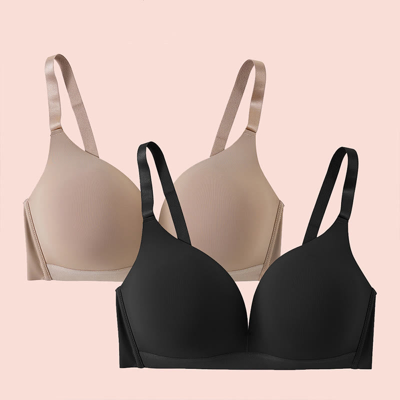 Soutien-gorge push-up sans armatures de couleur unie grande taille