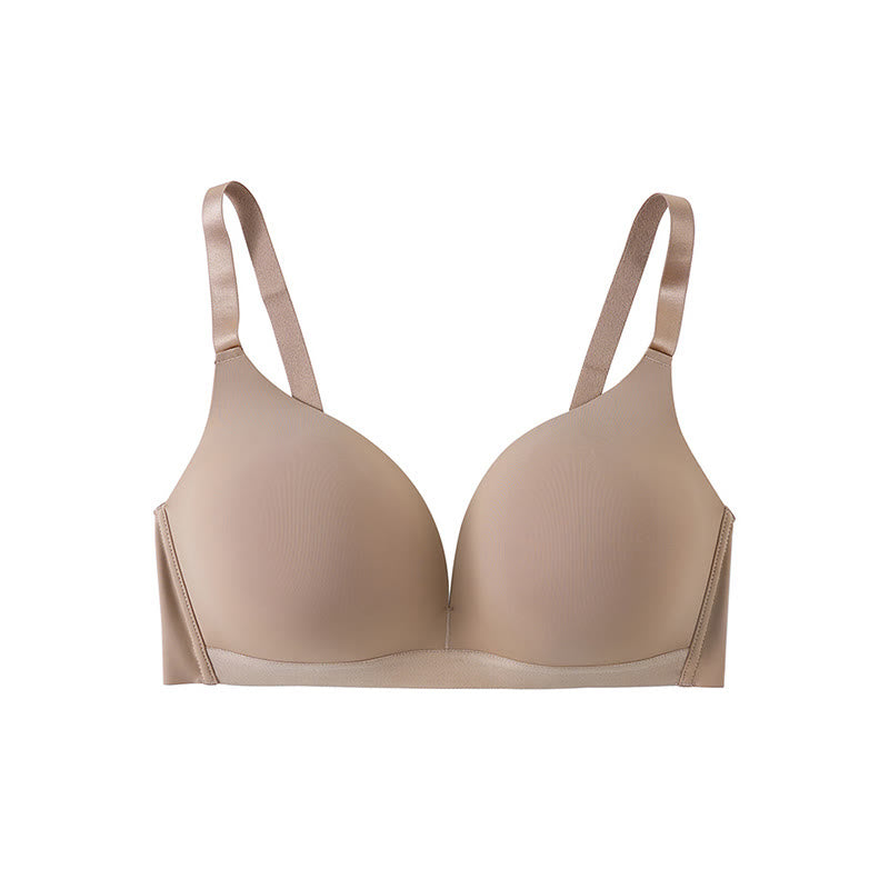 Soutien-gorge push-up sans armatures de couleur unie grande taille