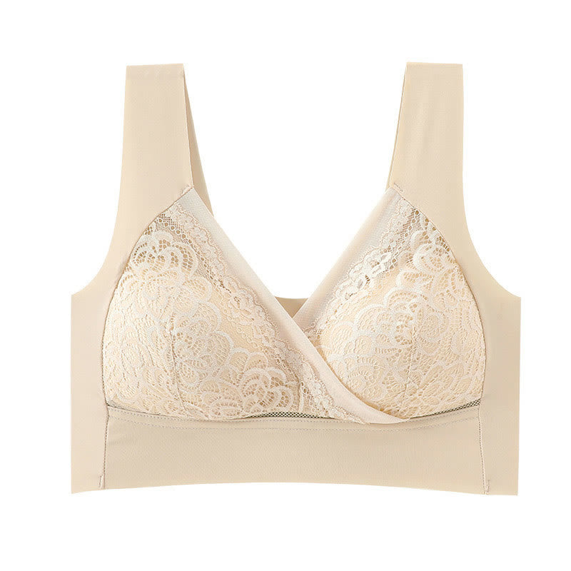 Soutien-gorge débardeur sans armatures en dentelle à bonnets fins
