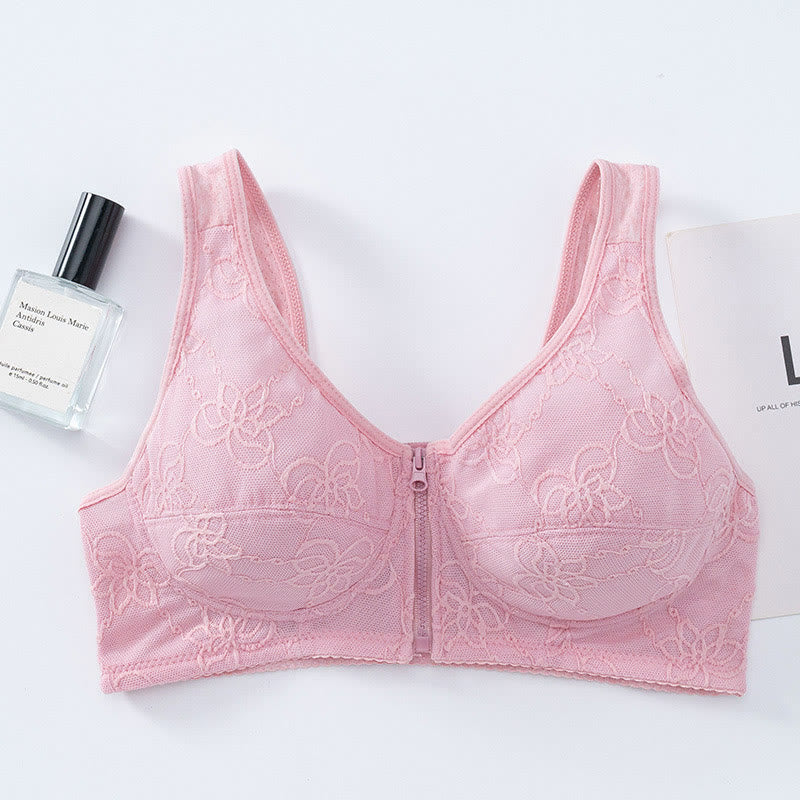 Soutien-gorge débardeur zippé en dentelle fine grande taille