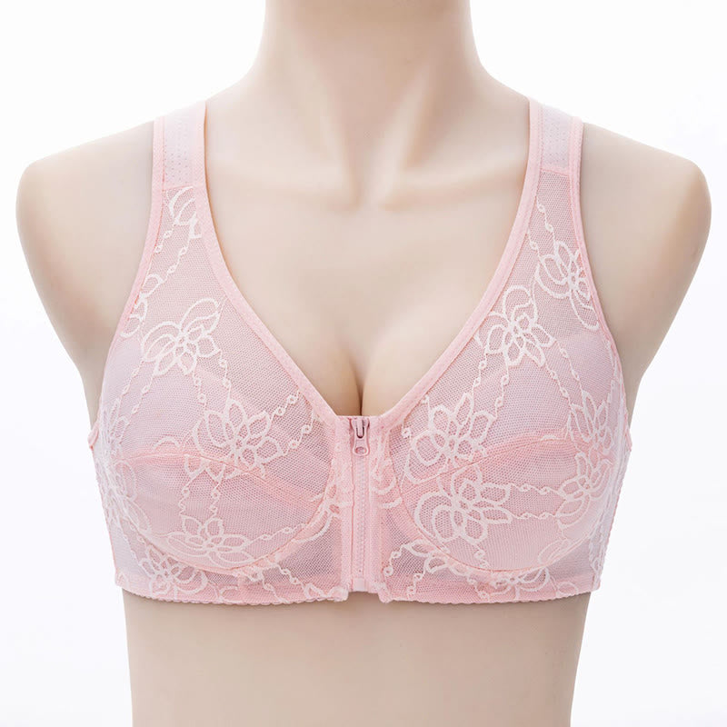 Soutien-gorge débardeur zippé en dentelle fine grande taille