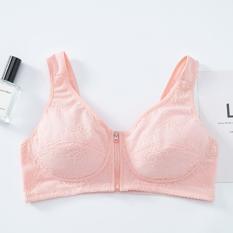 Soutien-gorge débardeur zippé en dentelle fine grande taille