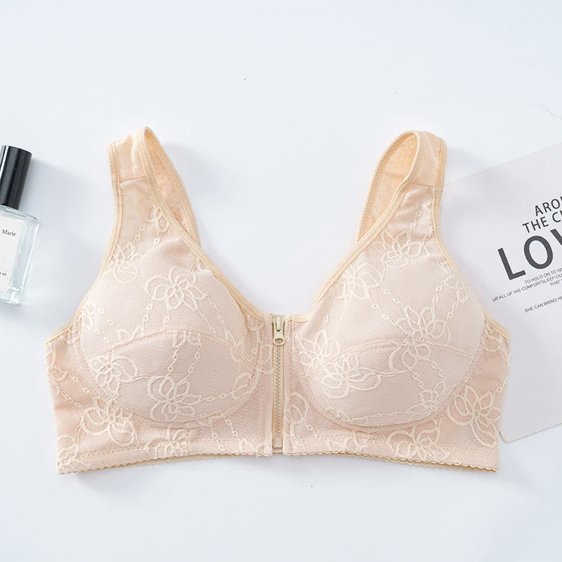 Soutien-gorge débardeur zippé en dentelle fine grande taille