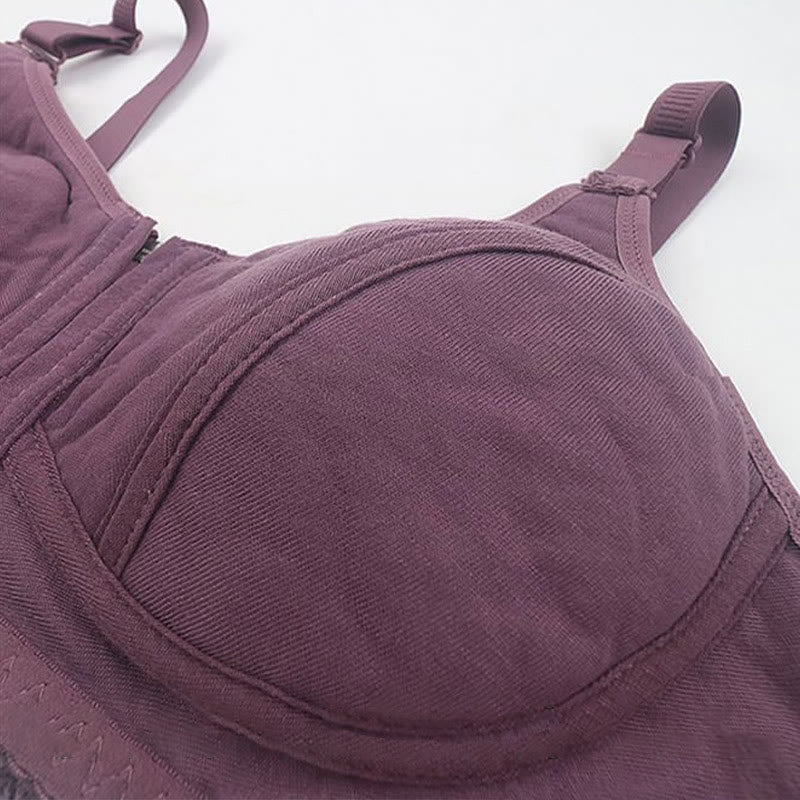 Soutien-gorge sans armatures à fermeture éclair sur le devant grande taille