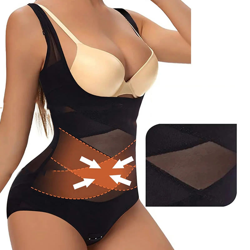 Sous-vêtement gainant en maille à bretelles croisées sexy grande taille