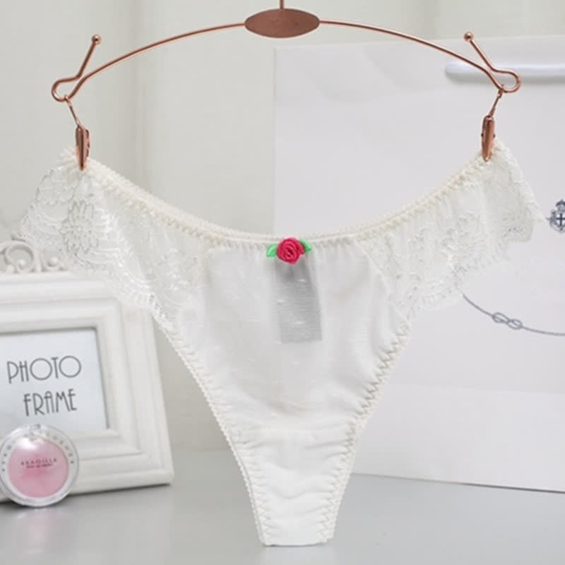 String sexy en dentelle rose grande taille (lot de 3)