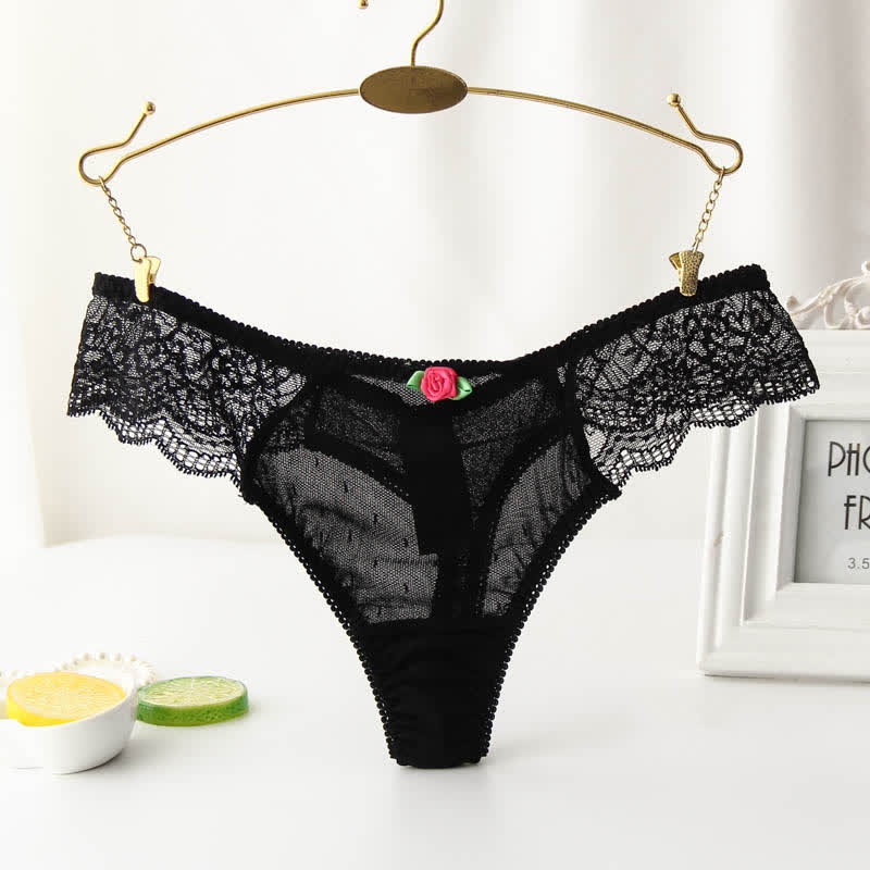 String sexy en dentelle rose grande taille (lot de 3)