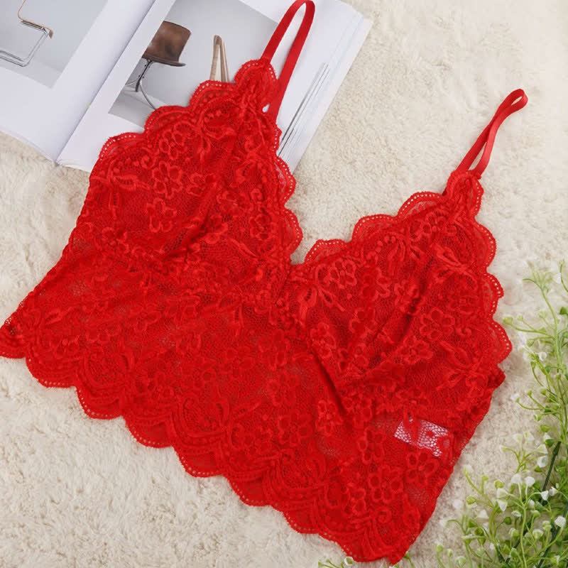 Soutien-gorge sexy grande taille en dentelle française à bretelles serrées sans armatures