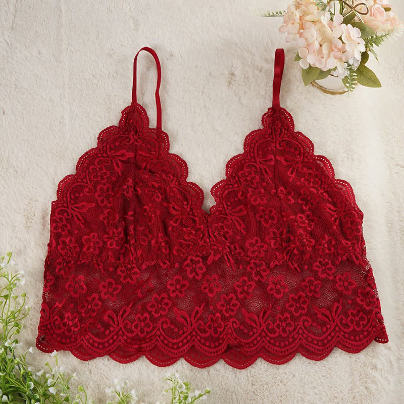 Soutien-gorge sexy grande taille en dentelle française à bretelles serrées sans armatures