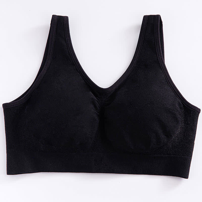 Soutien-gorge sans armatures en soie brillante de couleur unie grande taille