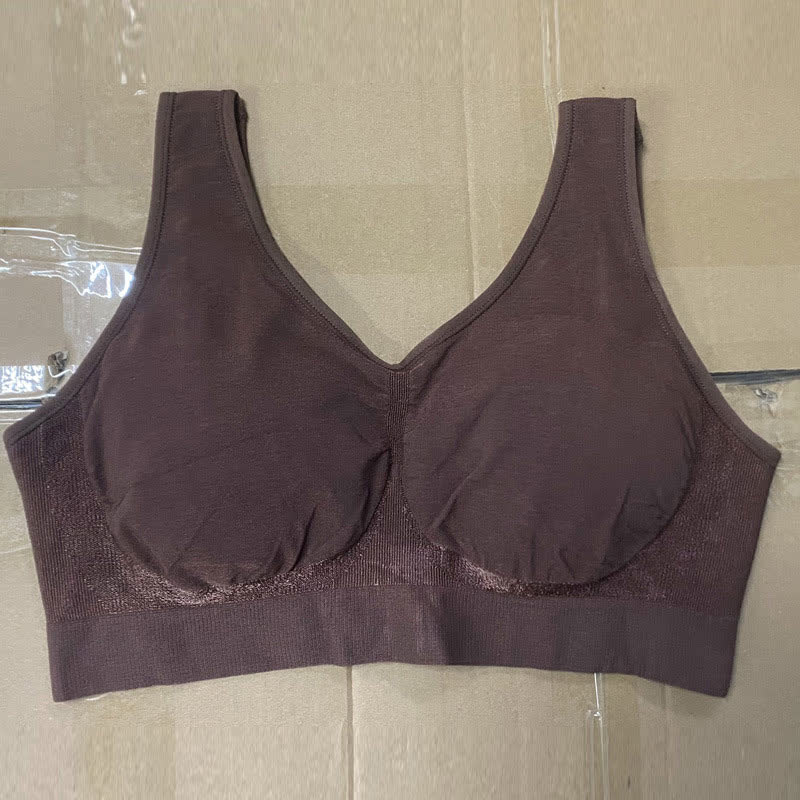 Soutien-gorge sans armatures en soie brillante de couleur unie grande taille