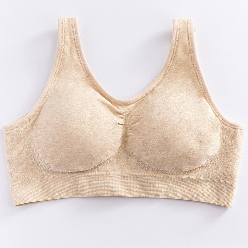 Soutien-gorge sans armatures en soie brillante de couleur unie grande taille